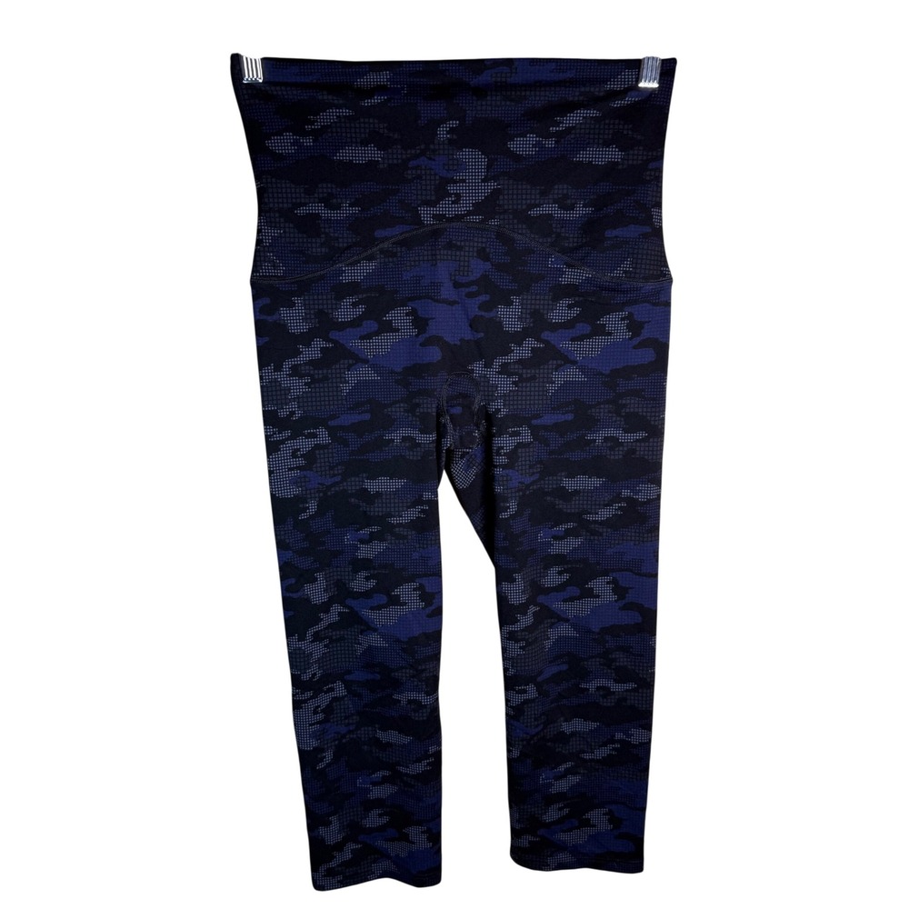 Spanx Booty Boost Leggings Women XL Navy Black Digital Camo HR Compression Yoga